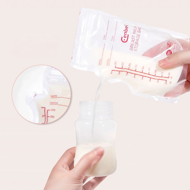 30-pack 250ML Disposable Breast Milk Storage Bags with Easy Pour Spout Hygienically Pre-Sealed Self Standing Bag White big image 6