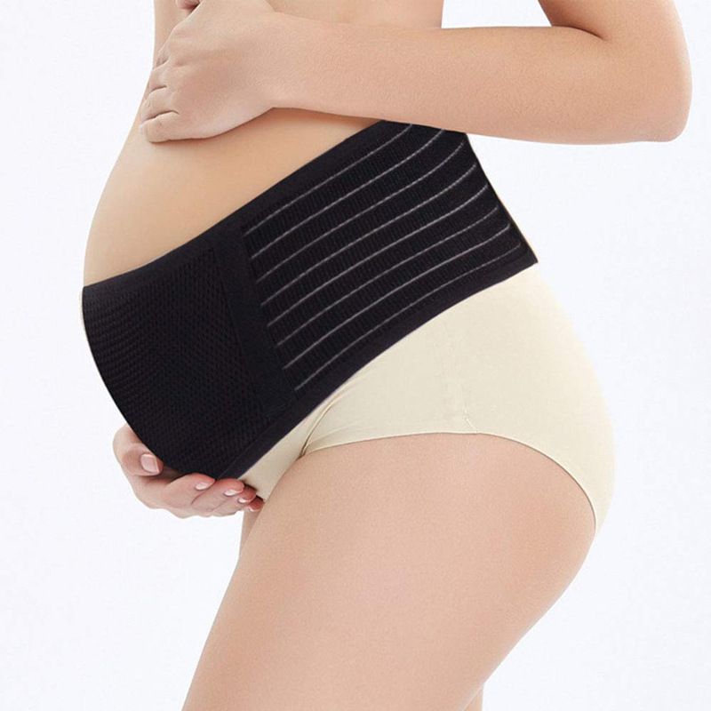 Maternity Belly Band Pregnancy Belly Support Band for Abdomen Pelvic Waist Back Pain Adjustable Maternity Belt Black big image 1