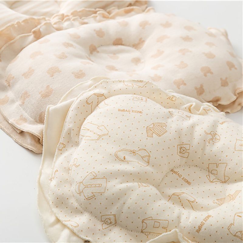 100% Cotton Baby Pillow Ruffled Sleeping Pillow to Help Prevent and Treat Flat Head Syndrome Color-A big image 7