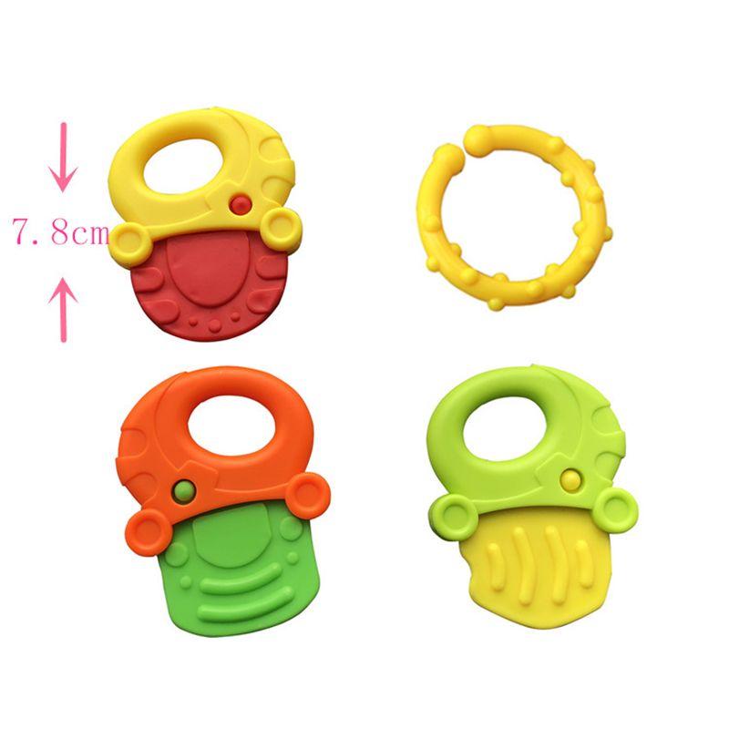 Baby Teether Fruit Shape Baby Teethers with Rattle Infant Teething Toys Red big image 2