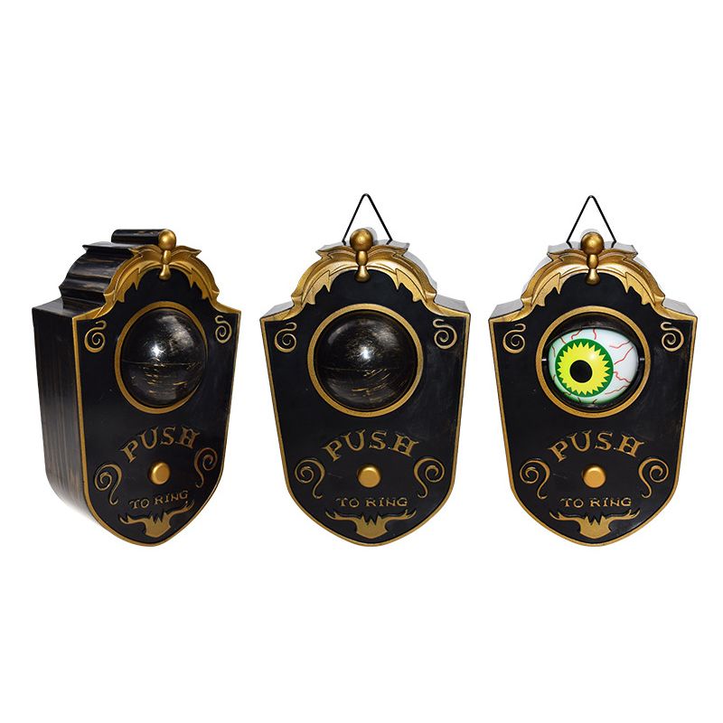 Halloween One Eyed Doorbell Hanging LED Light-up Eyeball Haunted Doorbell with Spooky Sounds Party Prop Decoration Black big image 3