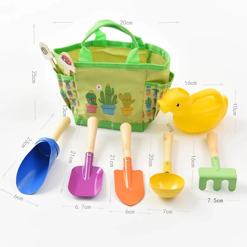 9-pack Kids Beach Sand Toy Set Rake & Shovel & Kettle Beach Toys Kit with Storage Bag for Toddlers Kids Outdoor Play Gift Green big image 3