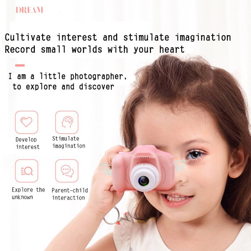 كاميرا أطفال 1300 واط عالية الدقة قابلة لإعادة الشحن كاميرا فيديو رقمية مع بطاقة ذاكرة 32 جيجابايت هدايا للأطفال زهري big image 2