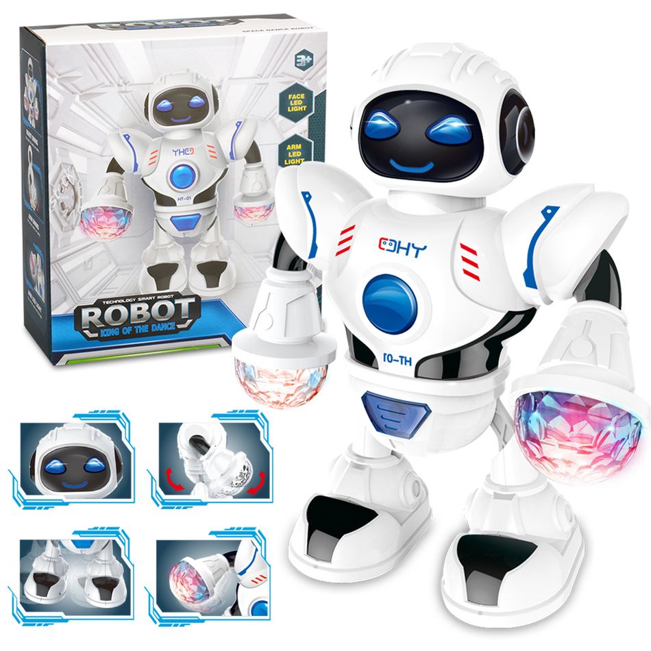 Dancing Robot Space Walking Robot Toys with LED Lights Flashing and Music White big image 2