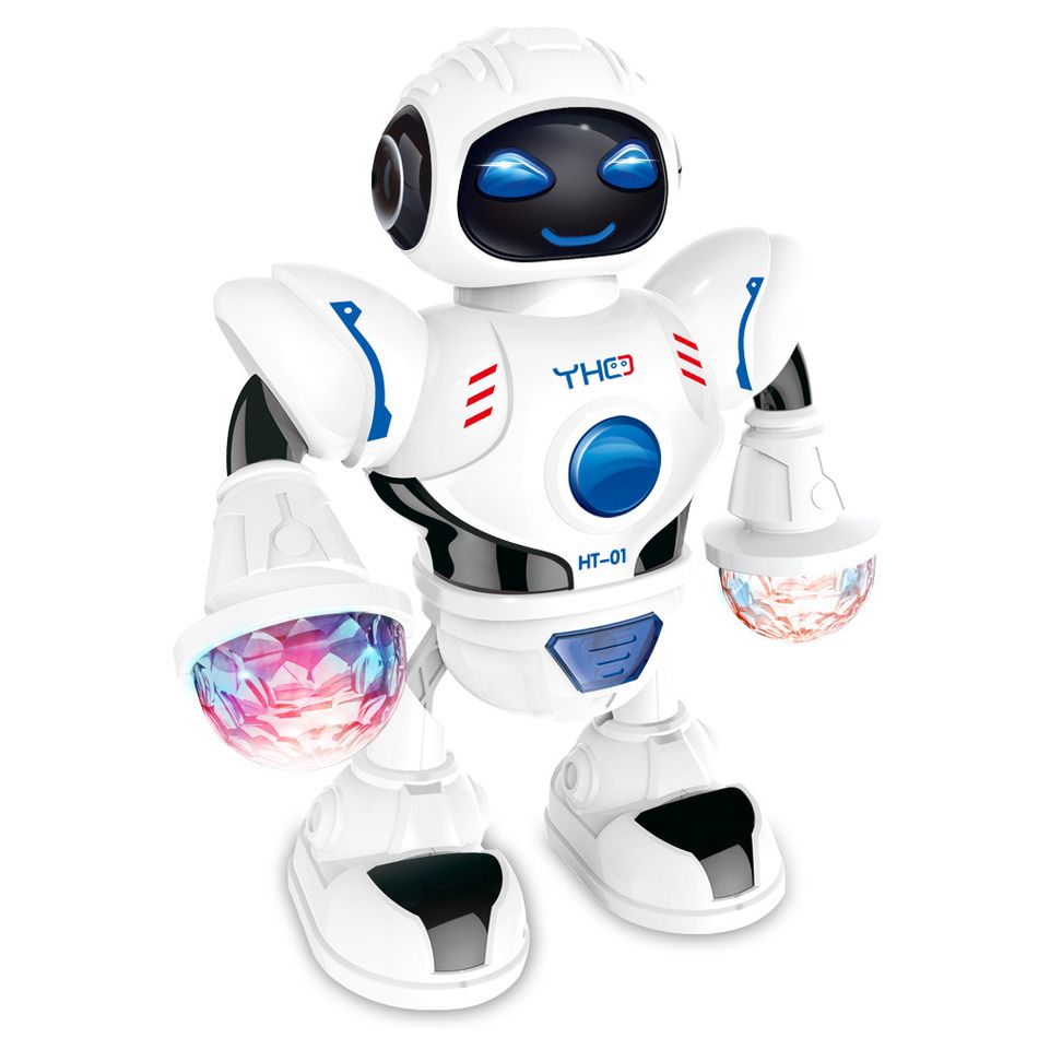 robô dançando brinquedos de robô andando no espaço com luzes led piscando e música Branco big image 3