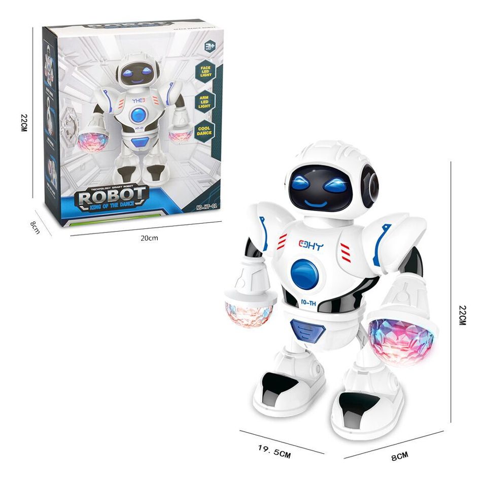 robô dançando brinquedos de robô andando no espaço com luzes led piscando e música Branco big image 4