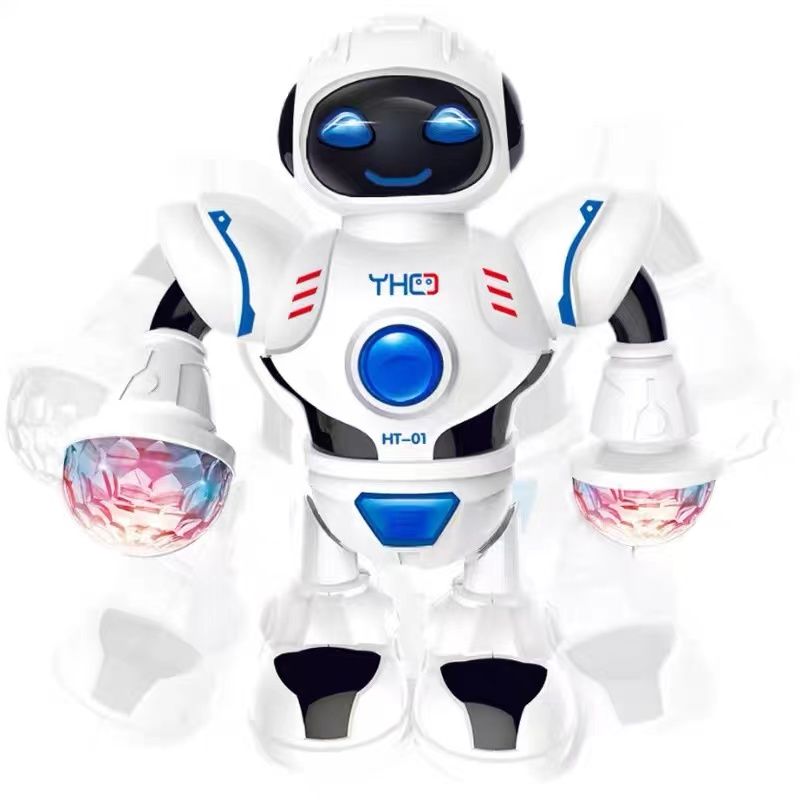 robô dançando brinquedos de robô andando no espaço com luzes led piscando e música Branco big image 5