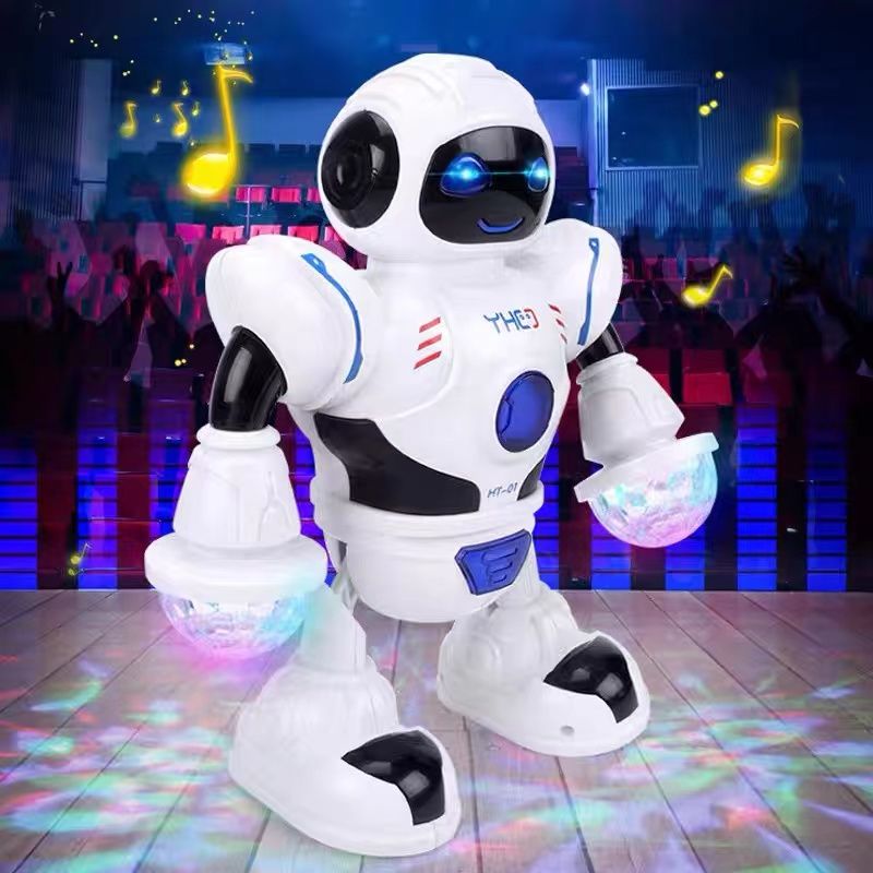 robô dançando brinquedos de robô andando no espaço com luzes led piscando e música Branco big image 7
