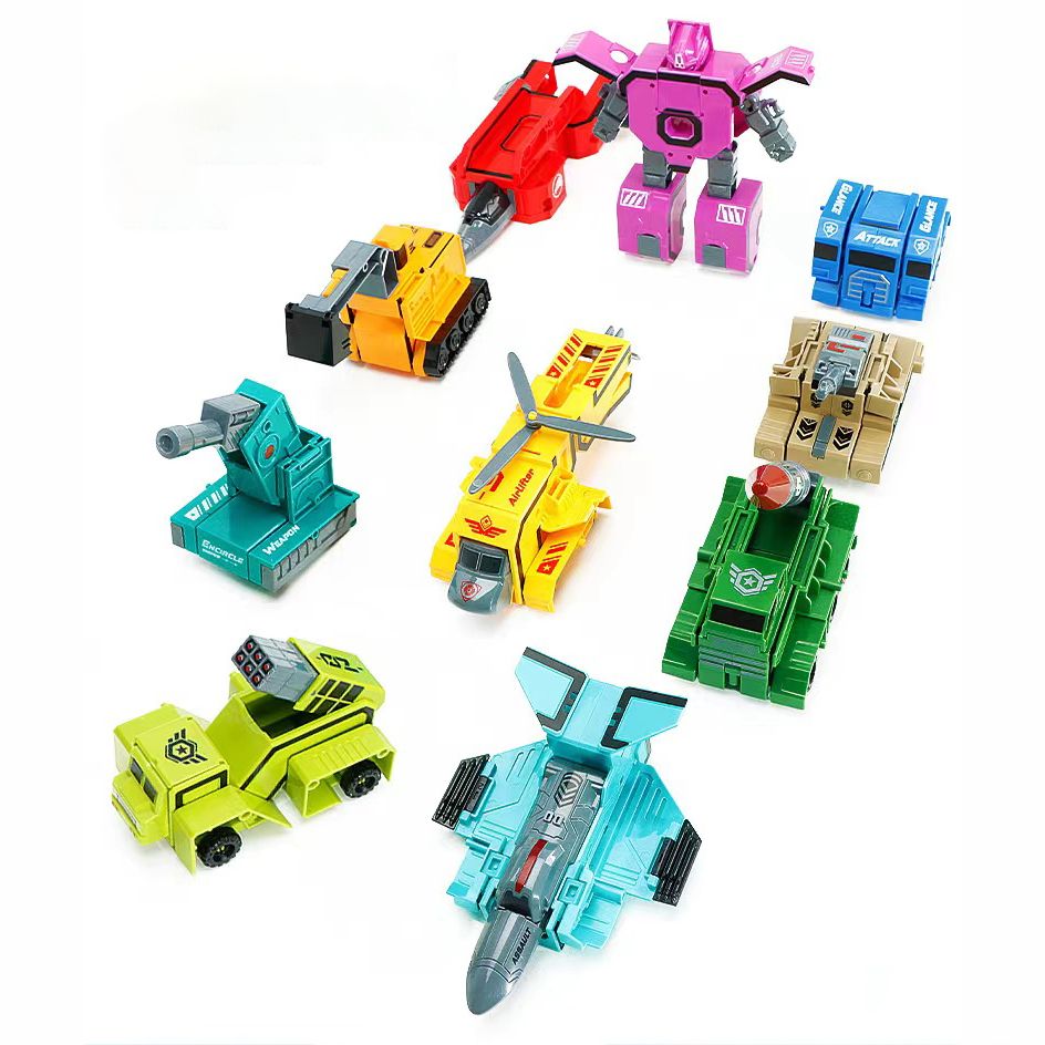Creative Number Assembling Building Blocks Action Figure Robots Transformation Transportation Car Deform Number Math Toys Turquoise big image 5