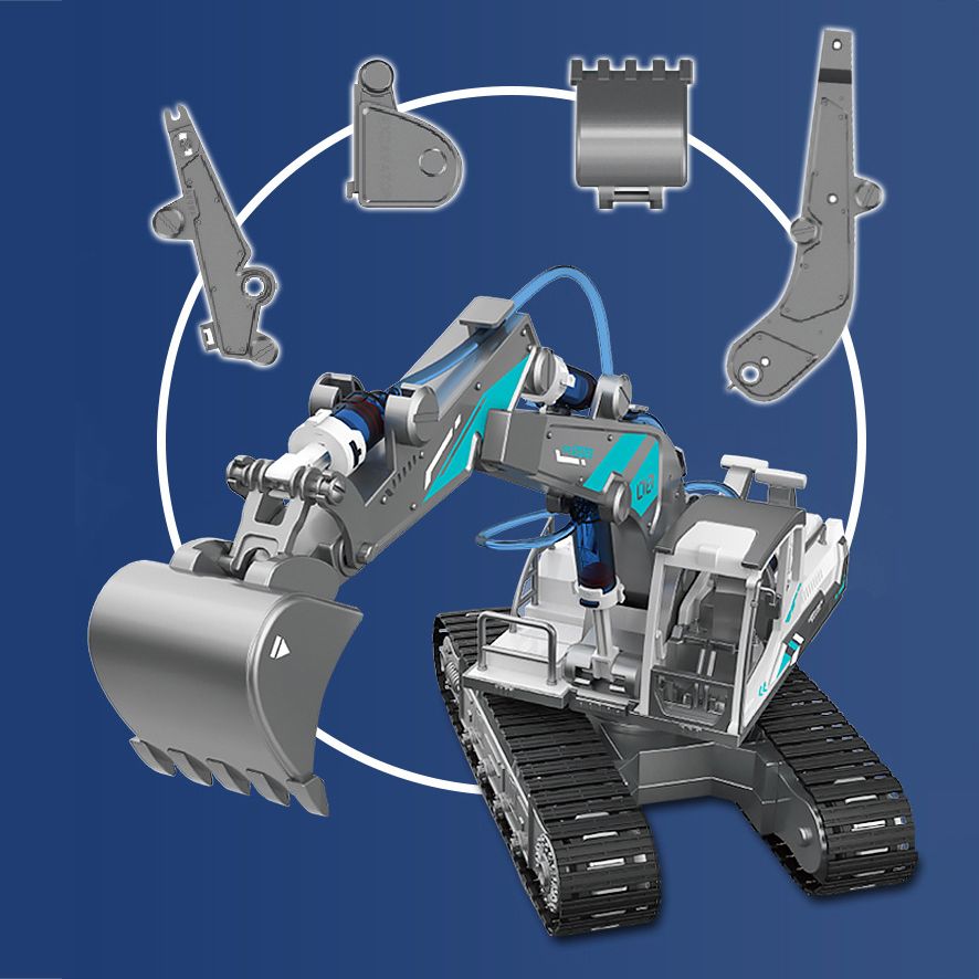 Building Hydraulic Excavator Bulldozer Toys Kids Engineering Vehicle Assembled Kits Color-A big image 4