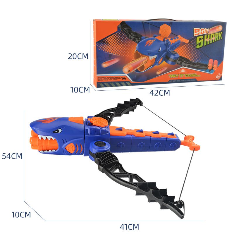 Shark Bow and Arrow Set Launcher Toy Gun with EVA Soft Bullet & Sound Effect for Indoor Outdoor Games Blue big image 8