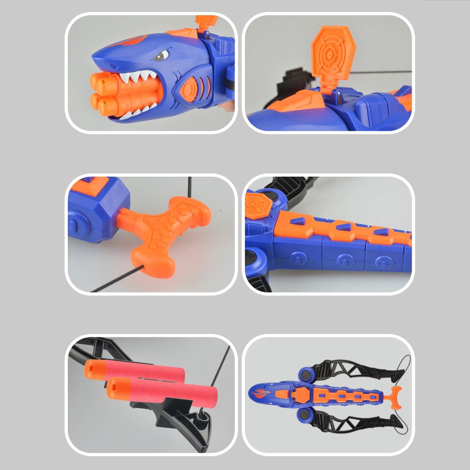 Shark Bow and Arrow Set Launcher Toy Gun with EVA Soft Bullet & Sound Effect for Indoor Outdoor Games Blue big image 7