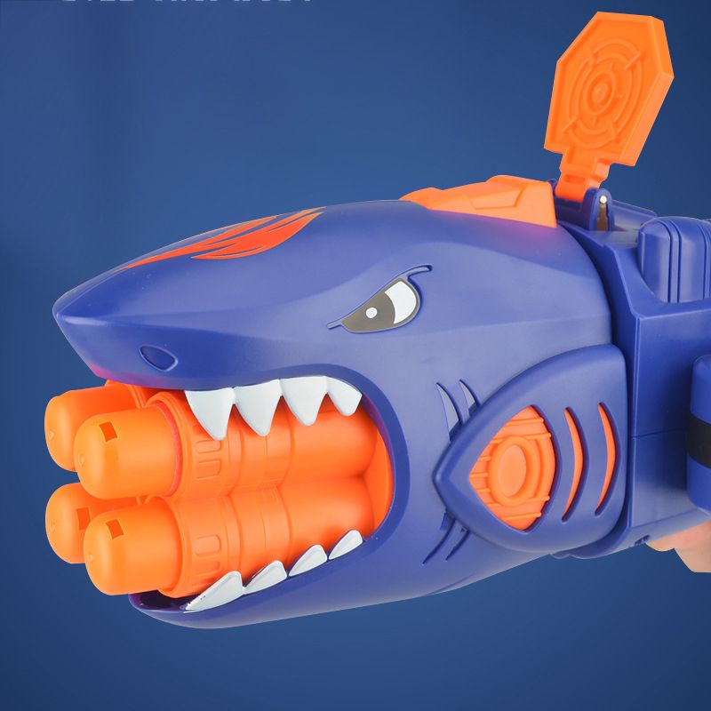 Shark Bow and Arrow Set Launcher Toy Gun with EVA Soft Bullet & Sound Effect for Indoor Outdoor Games Blue big image 5