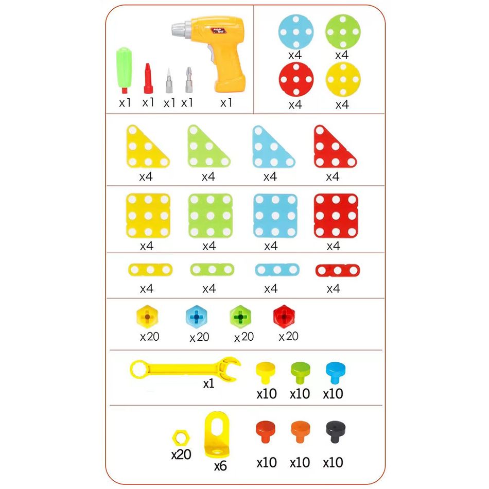 Drilling Screw Creative Mosaic Drill Set Electric Drill Puzzle Toy Assembly DIY Engineering Blocks Building Peg Board Set Color block big image 8