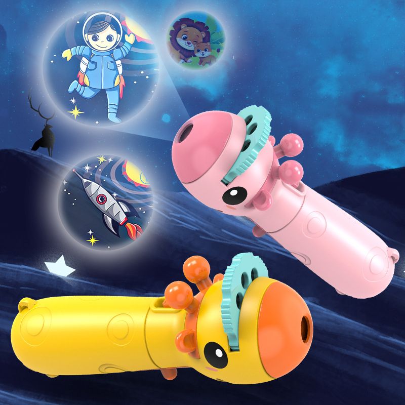 Kids Projection Flashlight Torch Lamp Toy Cute Cartoon Photo Light Bedtime Learning Fun Toys Pink big image 4