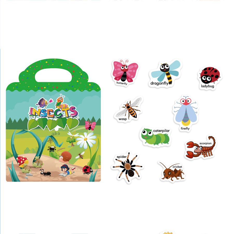 3-pack Kids Reusable Stickers Books DIY Scene Puzzle Stationery Stickers Early Education Stickers Books Children Gift Color-A big image 4