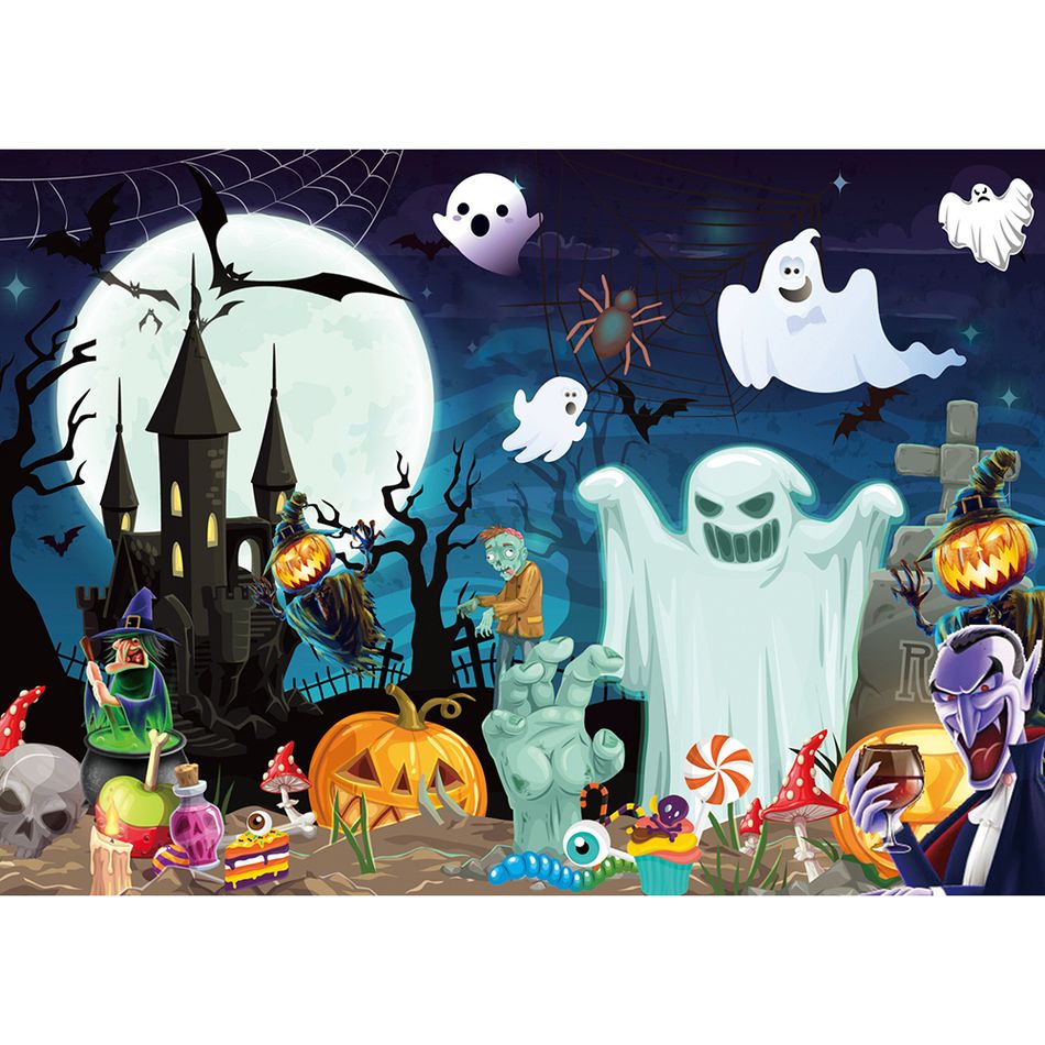 1000Pcs Halloween Gloomy Castle Jigsaw Puzzle Halloween Haunted House Party Puzzle for Kids Adults Color-A big image 3
