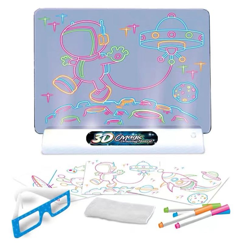 Magic 3D Drawing Board Set LED Drawing Pad Kids Painting Graffiti Educational Toys Color-A big image 2