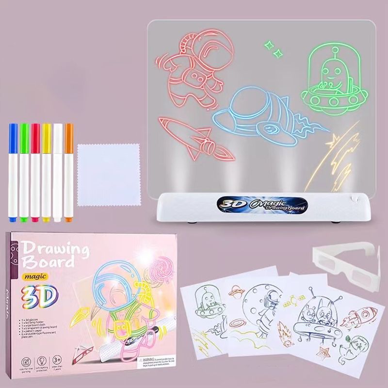 Magic 3D Drawing Board Set LED Drawing Pad Kids Painting Graffiti Educational Toys Color-A big image 5