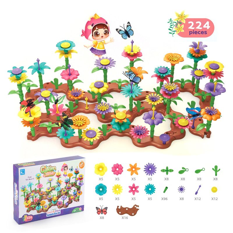 لعبة ترتيب الزهور للأطفال ، سلسلة حديقة الأحلام الإبداعية ، تجميع الألعاب التعليمية متعدد الألوان