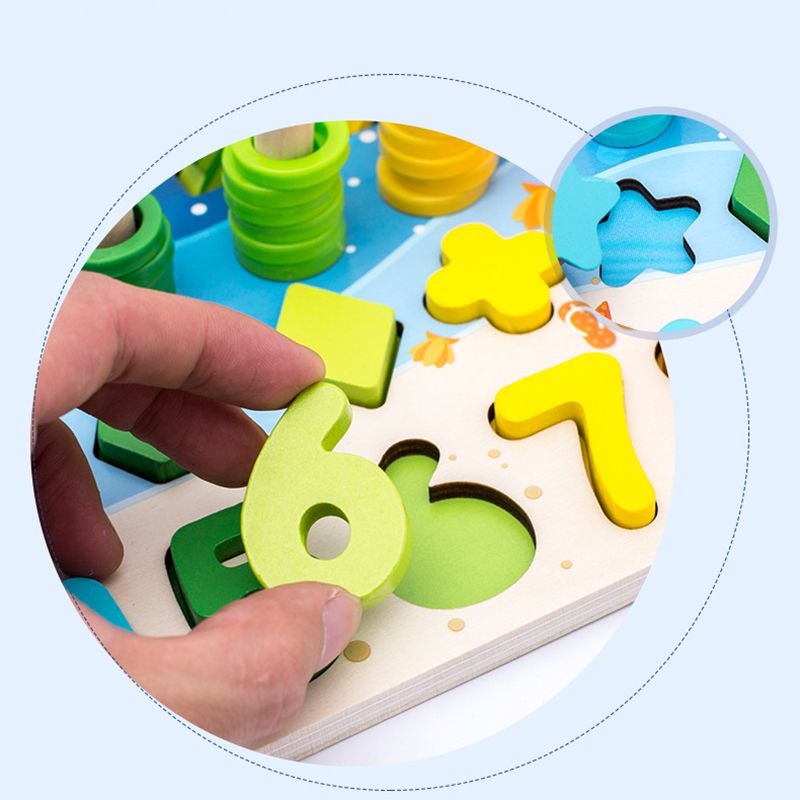 madeira montessori número de pesca bloco de construção placa logarítmica pré-escolar brinquedos de aprendizagem educacional Multicolorido big image 6