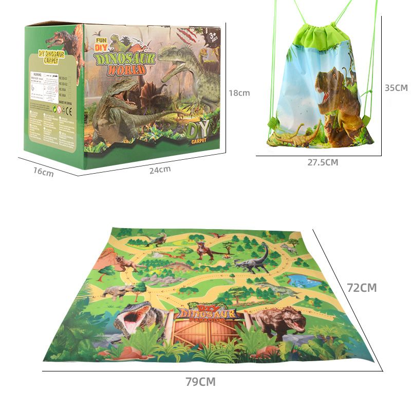 49Pcs Dinosaur Toys Kids Activity Play Mat Realistic Dinosaur Jurassic Dinosaur Play Set Green big image 5