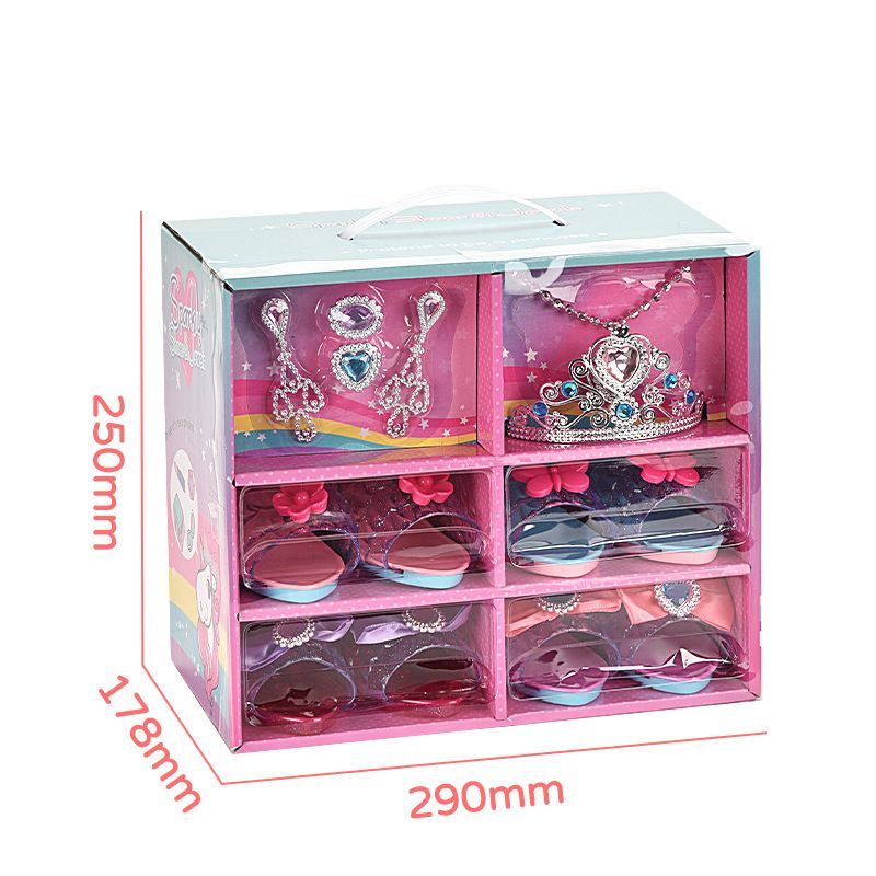 Princess Dress Up Shoes Jewelry Toys Set Girls Role Play Pretend Toys Kit Gift (Accessories shape and color are random) Pink big image 7