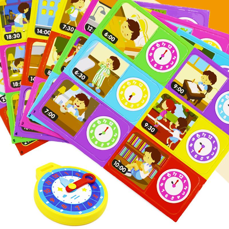 الأطفال وقت الإدراك على مدار الساعة اللغز البطاقات التعليمية ألعاب على مدار الساعة تساعد الأطفال على ممارسة الوقت لتطوير العادات الجيدة الأصفر big image 4