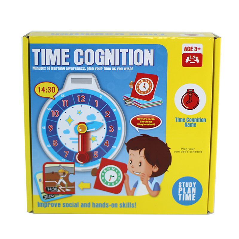 quebra-cabeça de relógio de cognição de tempo para crianças, cartões educativos, brinquedos de relógio ajudam as crianças a praticar o tempo, desenvolver bons hábitos Amarelo big image 6