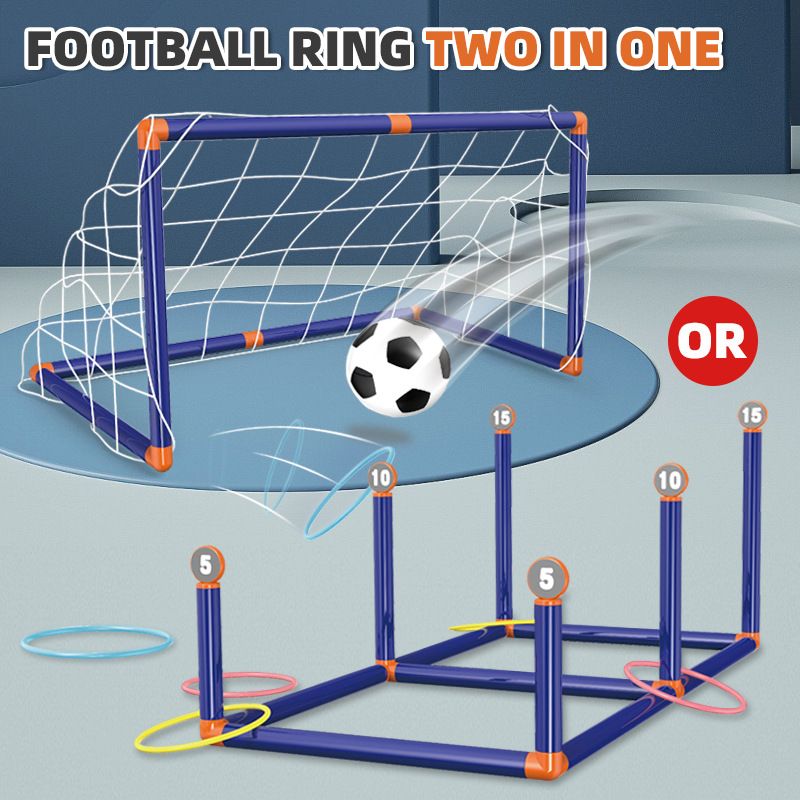 2-in-1 Soccer Goal Toss Ring Toy Competitive Game Soccer Ball Throwing Ring Toys for Outdoor Indoor Blue big image 3