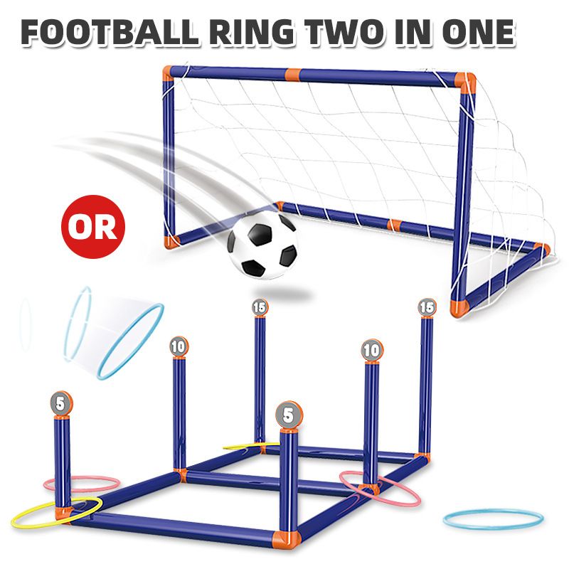 2-in-1 Soccer Goal Toss Ring Toy Competitive Game Soccer Ball Throwing Ring Toys for Outdoor Indoor Blue big image 4