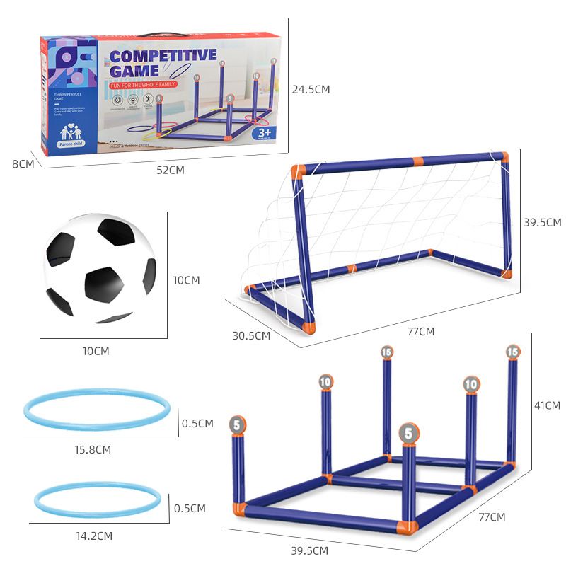 2-in-1 Soccer Goal Toss Ring Toy Competitive Game Soccer Ball Throwing Ring Toys for Outdoor Indoor Blue big image 5