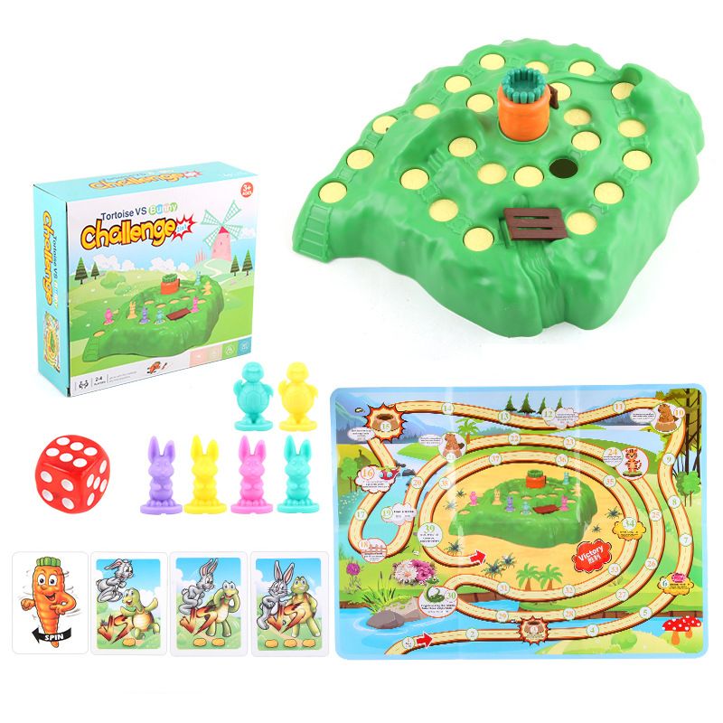 Tortoise and Rabbit Trap Game Toy Board Game Bunny Challenge Cross Country Race Toy Green big image 1