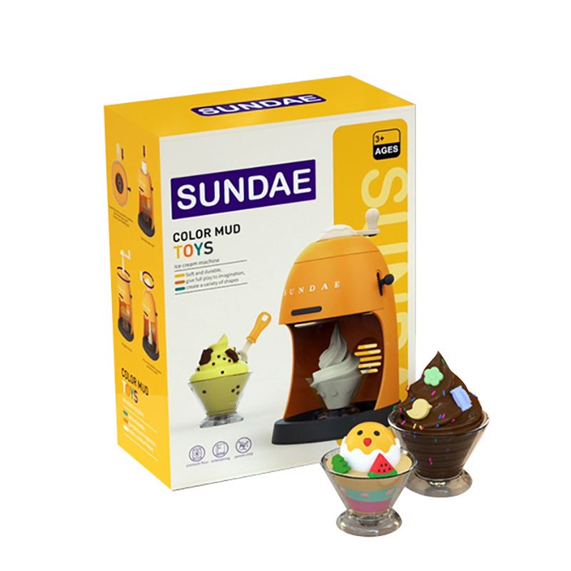 Sundae Play Kit Color Mud Toys DIY Ice Cream Maker Kitchen Machine Pretend Play Toys Yellow big image 7