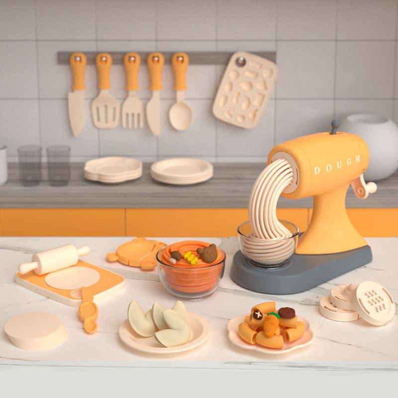 Dough Kit Kids Color Mud Toys Noodle Maker Kitchen Pretend Play Food Toys Set Yellow big image 2