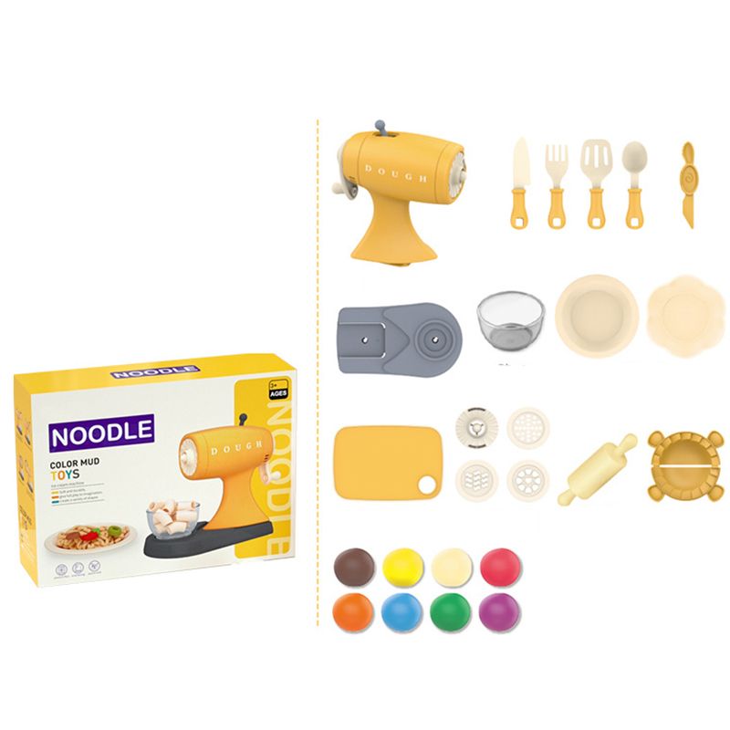Kit de massa para crianças brinquedos de lama de cor fabricante de macarrão cozinha fingir jogar conjunto de brinquedos de comida Amarelo big image 4