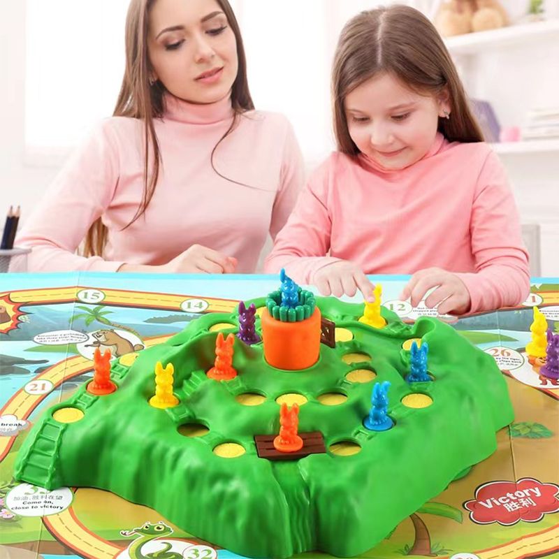 Tortoise and Rabbit Trap Game Toy Board Game Bunny Challenge Cross Country Race Toy Green big image 3