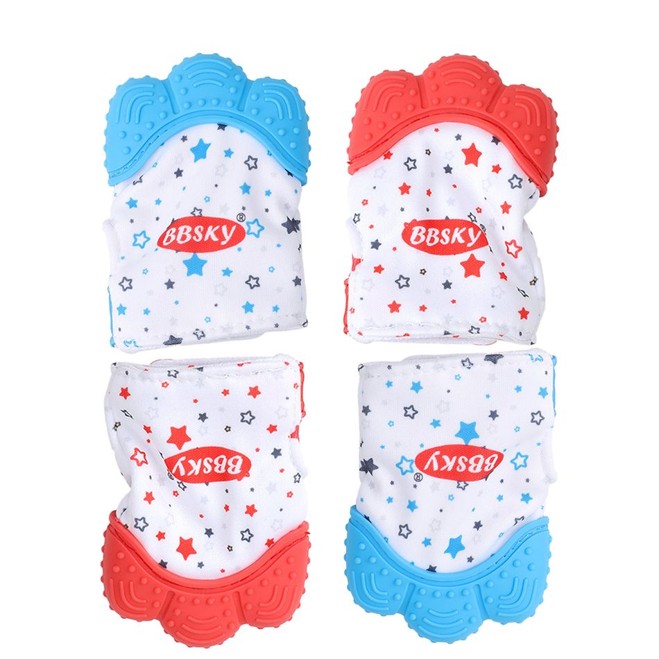 Silicone Teething Mitt Soothing Infant Teething Mitten Relief Massager Teether Toy Blue big image 2