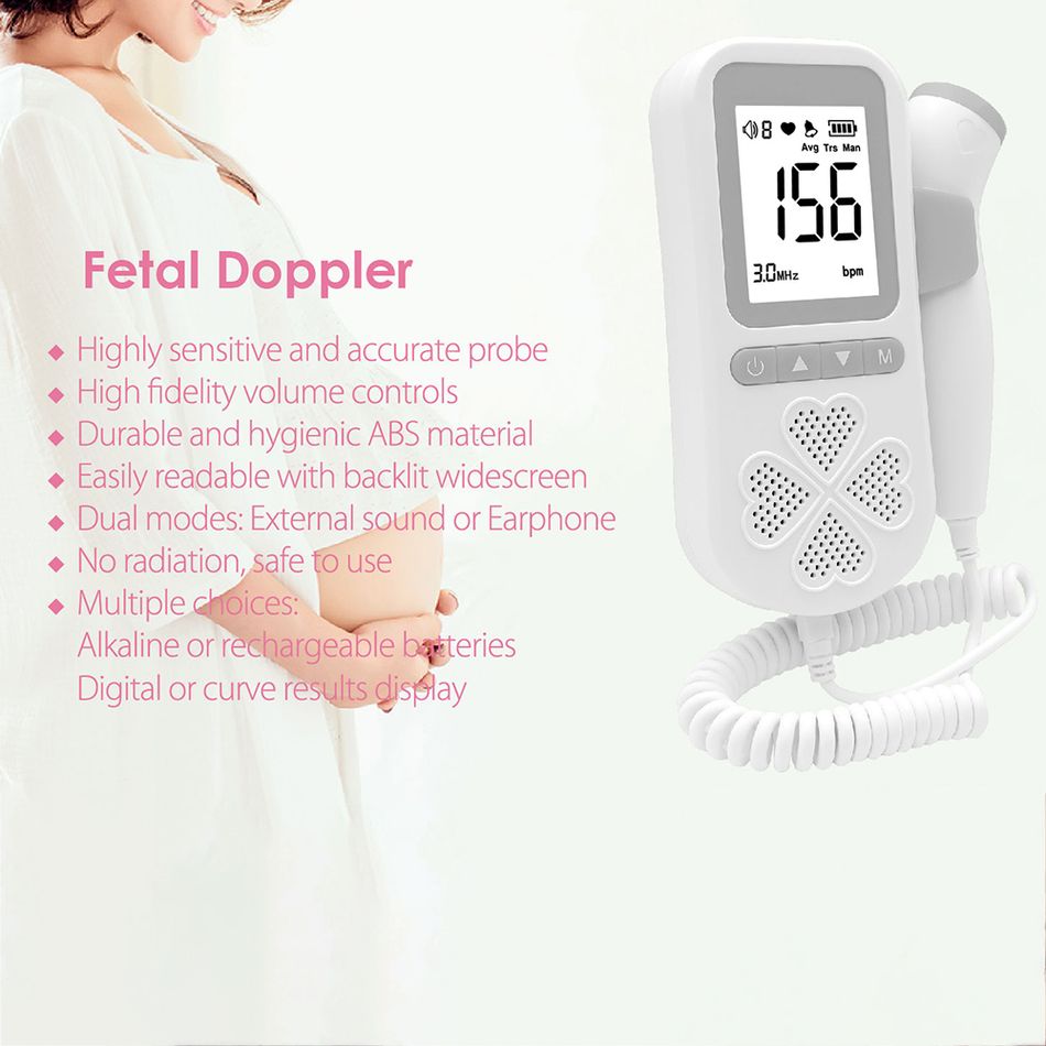 3 Modes Baby Heart Rate Detection Instrument Baby Heart Instrument Monitoring Household Pregnant Prenatal Baby Heart Rate Detector Grey big image 3