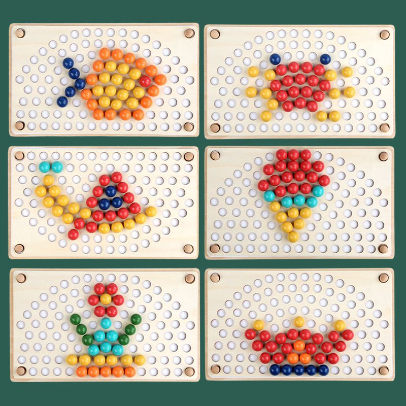 Wooden Peg Board Beads Game Rainbow Clip Bead Puzzle Color Sorting Counting Matching Game Beads Fine Motor Skill Montessori Toys Multi-color big image 5