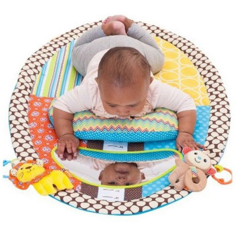 Baby Tummy Time Mat Play Mat Infants Changing Pad Height Measure Chart with Plush Pillow & Mirror Multi-color