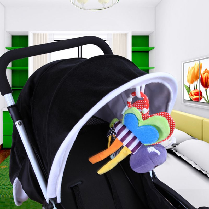 Cute Bee Plush Comfort Rattle Doll Baby Car Seat Stroller Hanging Rattles with Teether Multi-color big image 7