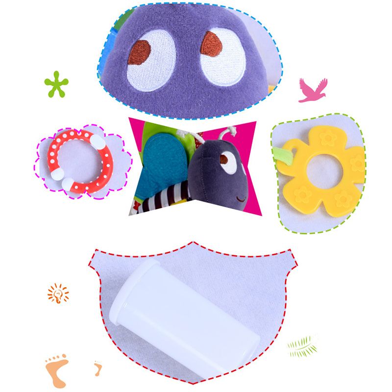 Cute Bee Plush Comfort Rattle Doll Baby Car Seat Stroller Hanging Rattles with Teether Multi-color big image 8