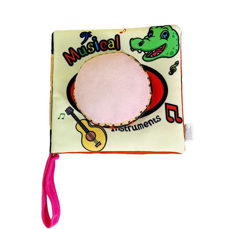 Baby Cloth Book Washable Chewable Soft Cloth Book Activity Early Education Toy (Working Car / Musical Instruments / Occupation / Spacecraft) Beige big image 1