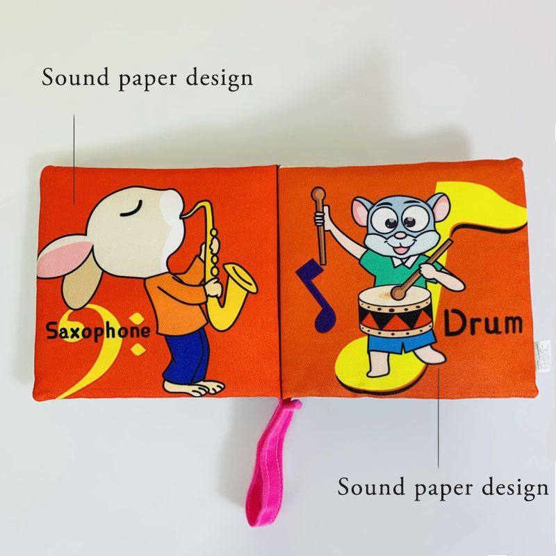 Baby Cloth Book Washable Chewable Soft Cloth Book Activity Early Education Toy (Working Car / Musical Instruments / Occupation / Spacecraft) Beige big image 2