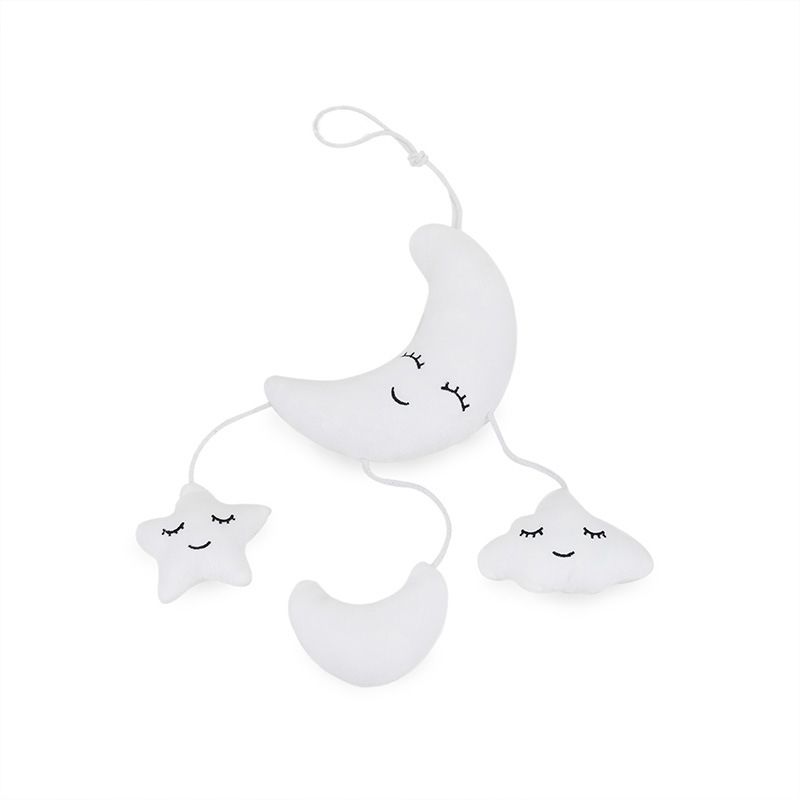 Baby Hanging Rattle Toys Clouds Moon Stars Plush Doll Stroller Crib Hanging Pendant Toy White big image 1