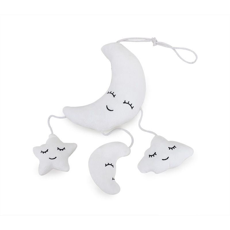 Baby Hanging Rattle Toys Clouds Moon Stars Plush Doll Stroller Crib Hanging Pendant Toy White big image 6