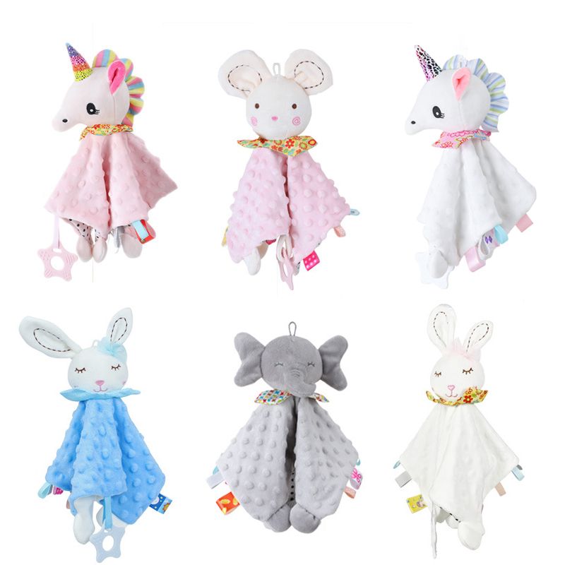 Cute Animal Baby Infant Soothe Appease Towel Soft Plush Comforting Toy Velvet Appease Baby Sleeping Doll Supplies Pink big image 4