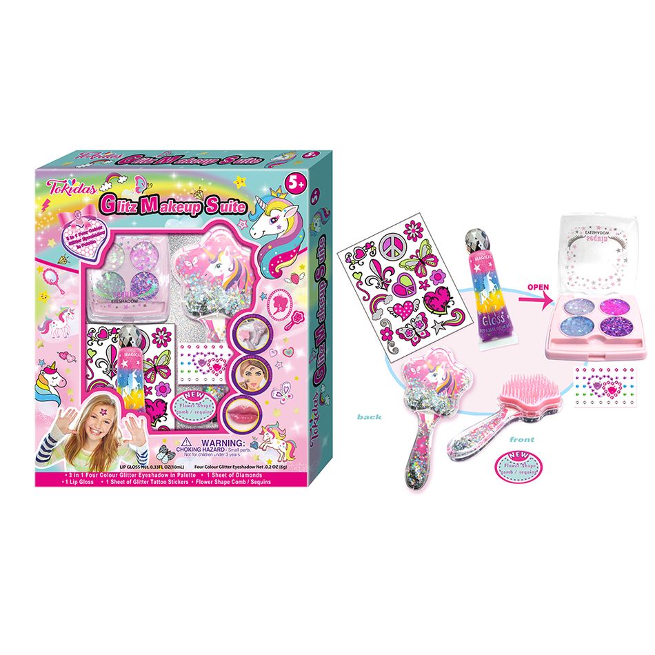 Kids Makeup Kit for Little Girls Pretend Toys Eyeshadow Sticker Comb Cosmetic Gift Toys Multi-color big image 1