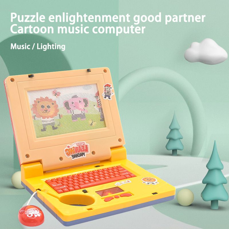 Educational Laptop for Kids Lights and Music Cartoon Learning Machine with Mouse Early Education Toys Color-A big image 4